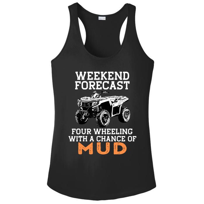 Quad Four Wheeler Weekend Forecast Mud 4 Wheeler Ladies PosiCharge Competitor Racerback Tank