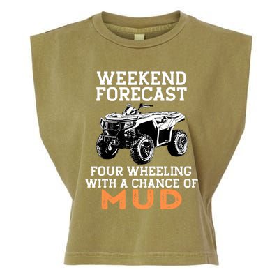 Quad Four Wheeler Weekend Forecast Mud 4 Wheeler Garment-Dyed Women's Muscle Tee