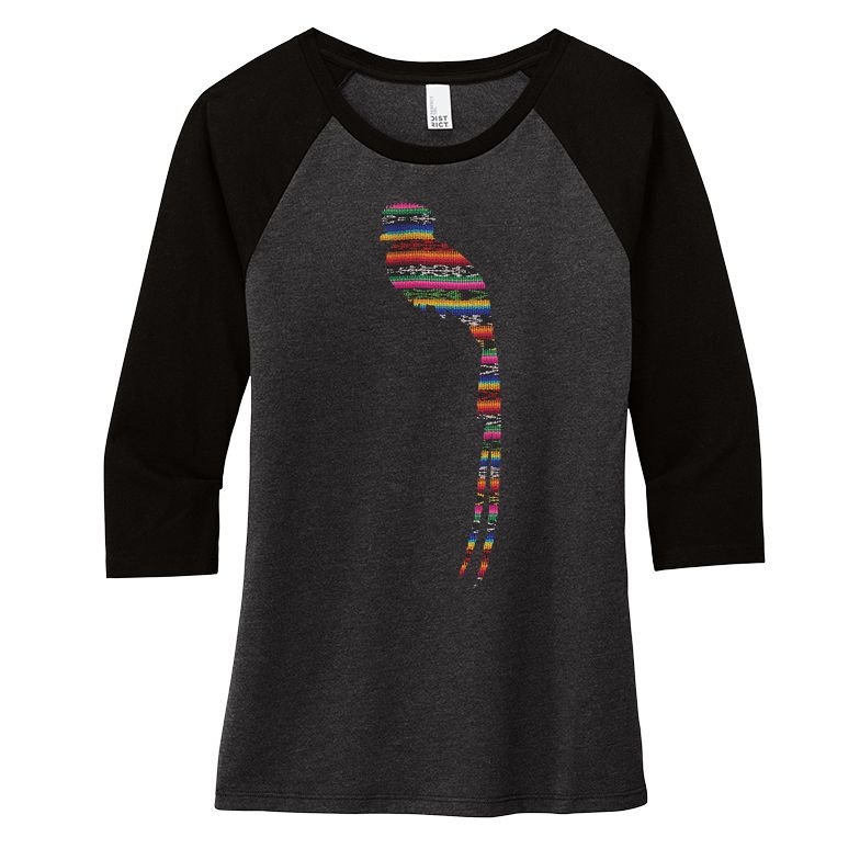 Quetzal Guatemala Chapin Antigua Tikal Tradicional Maya Women's Tri-Blend 3/4-Sleeve Raglan Shirt
