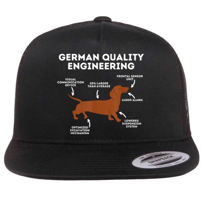 Quality German Engineering Dachshund Lover Wiener Dog Flat Bill Trucker Hat