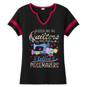 Quilting Great Gift Blessed Are Piecemakers Cool Gift For Quilters Gift Ladies Halftime Notch Neck Tee