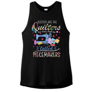 Quilting Great Gift Blessed Are Piecemakers Cool Gift For Quilters Gift Ladies PosiCharge Tri-Blend Wicking Tank