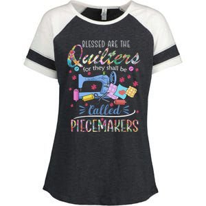 Quilting Great Gift Blessed Are Piecemakers Cool Gift For Quilters Gift Enza Ladies Jersey Colorblock Tee