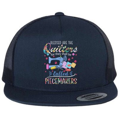 Quilting Great Gift Blessed Are Piecemakers Cool Gift For Quilters Gift Flat Bill Trucker Hat