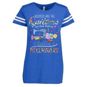 Quilting Great Gift Blessed Are Piecemakers Cool Gift For Quilters Gift Enza Ladies Jersey Football T-Shirt