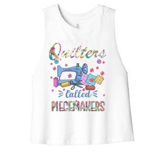 Quilting Great Gift Blessed Are Piecemakers Cool Gift For Quilters Gift Women's Racerback Cropped Tank