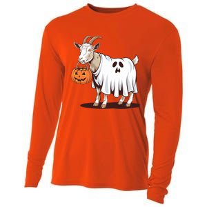 Quirky Goat Ghost Retro Halloween Humor Great Gift Cooling Performance Long Sleeve Crew