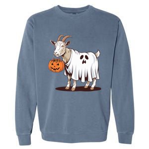 Quirky Goat Ghost Retro Halloween Humor Great Gift Garment-Dyed Sweatshirt