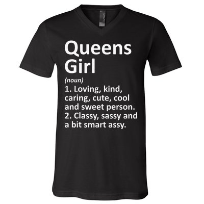 QUEENS GIRL NY NEW YORK Funny City Home Roots Gift V-Neck T-Shirt