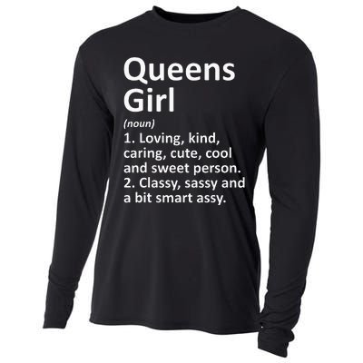 QUEENS GIRL NY NEW YORK Funny City Home Roots Gift Cooling Performance Long Sleeve Crew