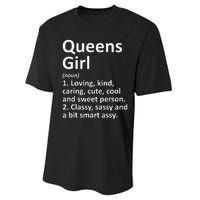 QUEENS GIRL NY NEW YORK Funny City Home Roots Gift Performance Sprint T-Shirt