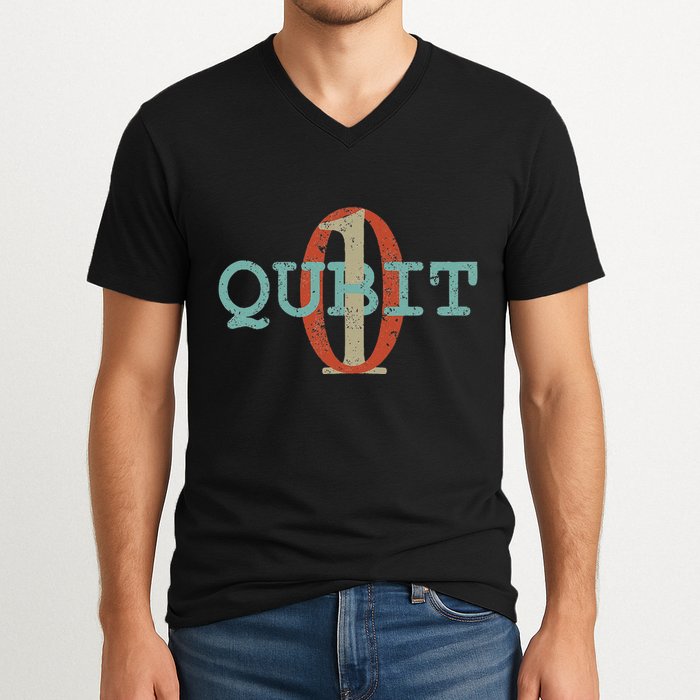 Qubit Gift Quantum Entanglement Computer Physics Computing V-Neck T-Shirt