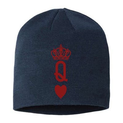 Queen Heart Cool Playing Card Sustainable Beanie