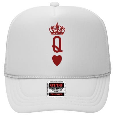 Queen Heart Cool Playing Card High Crown Mesh Back Trucker Hat