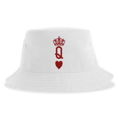 Queen Heart Cool Playing Card Sustainable Bucket Hat