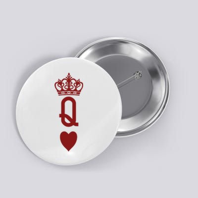 Queen Heart Cool Playing Card Button