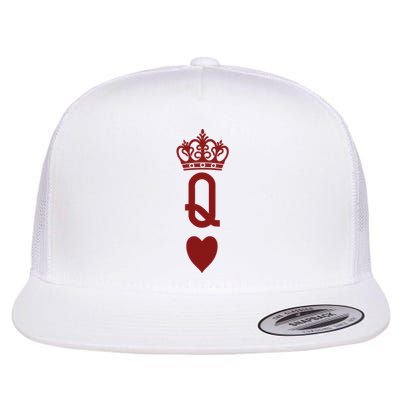 Queen Heart Cool Playing Card Flat Bill Trucker Hat