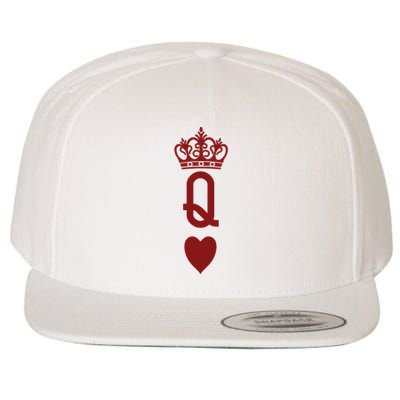 Queen Heart Cool Playing Card Wool Snapback Cap