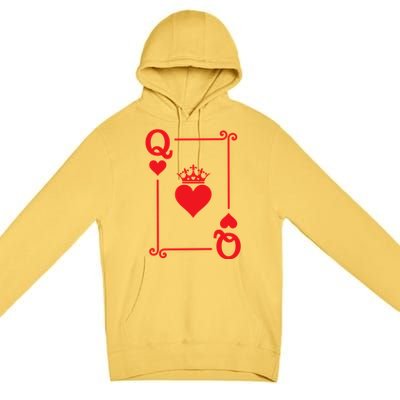 Queen Hearts Card Costume Playing Cards Queen Of Hearts Premium Pullover Hoodie