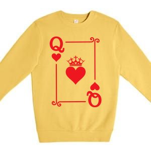 Queen Hearts Card Costume Playing Cards Queen Of Hearts Premium Crewneck Sweatshirt