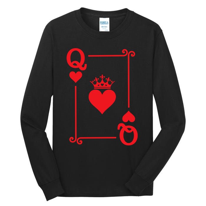 Queen Hearts Card Costume Playing Cards Queen Of Hearts Tall Long Sleeve T-Shirt