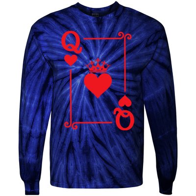 Queen Hearts Card Costume Playing Cards Queen Of Hearts Tie-Dye Long Sleeve Shirt