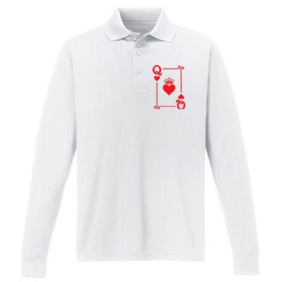 Queen Hearts Card Costume Playing Cards Queen Of Hearts Performance Long Sleeve Polo