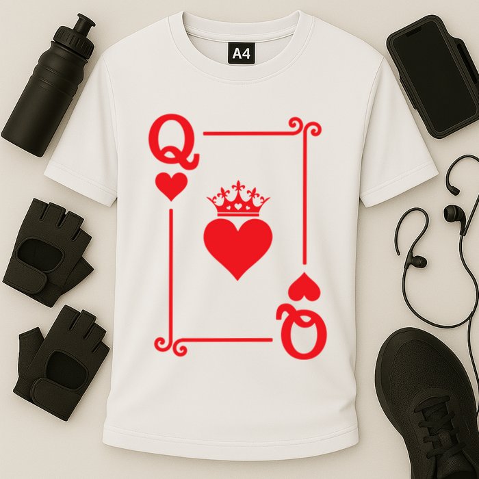 Queen Hearts Card Costume Playing Cards Queen Of Hearts Cooling Performance Crew T-Shirt