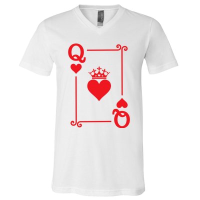 Queen Hearts Card Costume Playing Cards Queen Of Hearts V-Neck T-Shirt