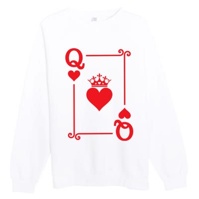 Queen Hearts Card Costume Playing Cards Queen Of Hearts Premium Crewneck Sweatshirt