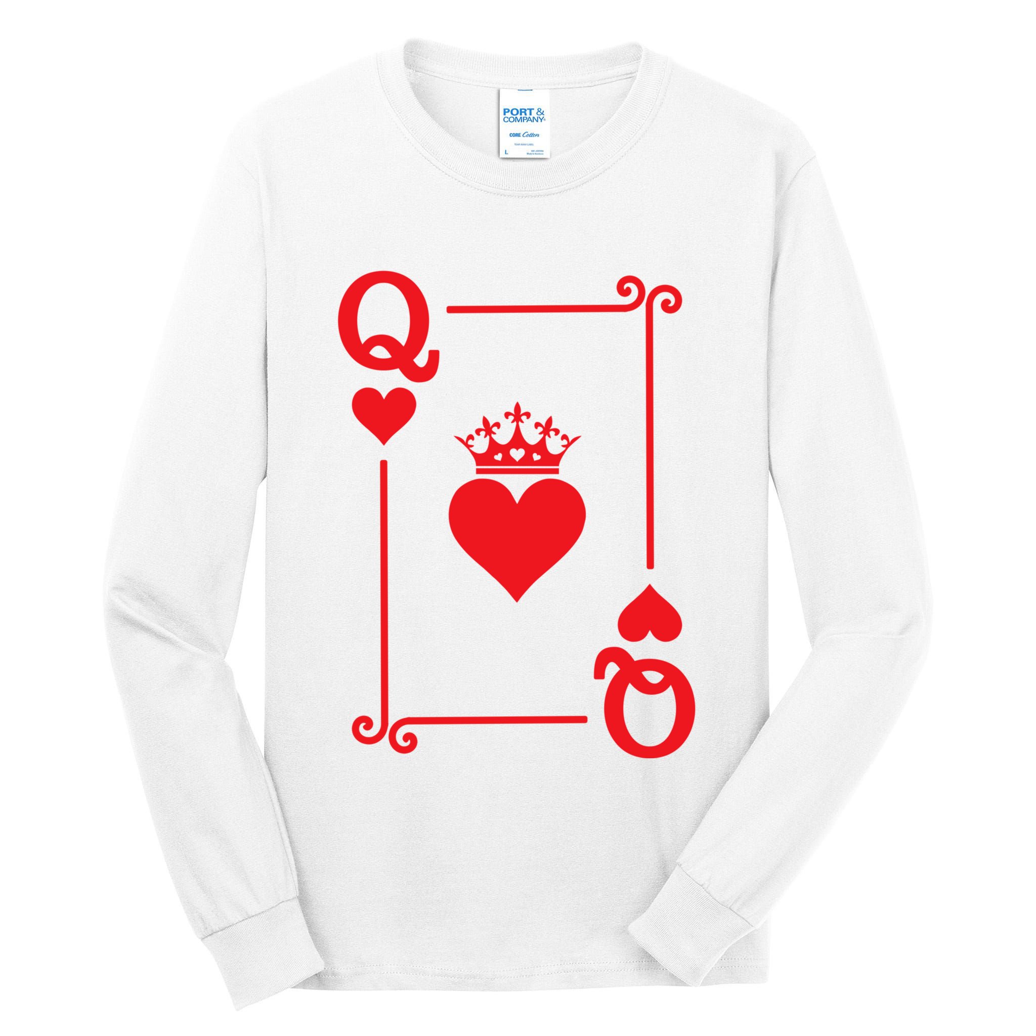 Queen Hearts Card Costume Playing Cards Queen Of Hearts Tall Long Sleeve T-Shirt