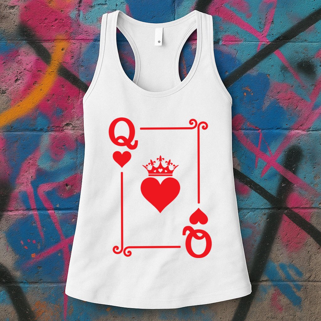 Queen Hearts Card Costume Playing Cards Queen Of Hearts Womens Tank Top