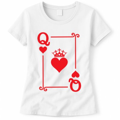 Queen Hearts Card Costume Playing Cards Queen Of Hearts Womens T-Shirt