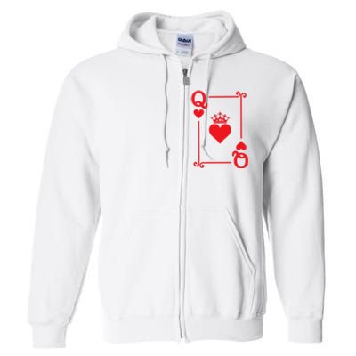 Queen Hearts Card Costume Playing Cards Queen Of Hearts Full Zip Hoodie