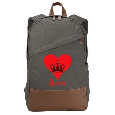 Queen Heart Crown Silhouette Valentine's Day Gift For Her Cotton Canvas Backpack