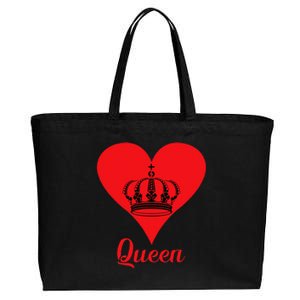 Queen Heart Crown Silhouette Valentine's Day Gift For Her Cotton Canvas Jumbo Tote