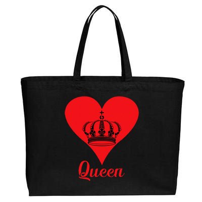 Queen Heart Crown Silhouette Valentine's Day Gift For Her Cotton Canvas Jumbo Tote