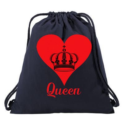 Queen Heart Crown Silhouette Valentine's Day Gift For Her Drawstring Bag