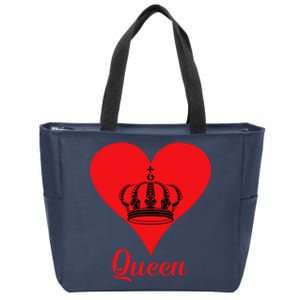 Queen Heart Crown Silhouette Valentine's Day Gift For Her Zip Tote Bag