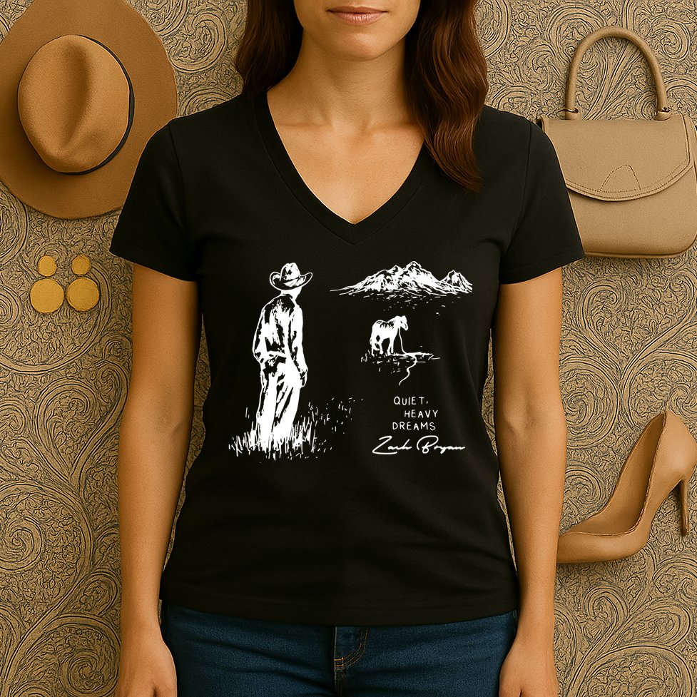 Quiet Heavy Dreams Country Music Women's V-Neck T-Shirt