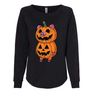 Quirky Halloween Pig Pumpkin Fusion Comic Womens California Wash Sweatshirt