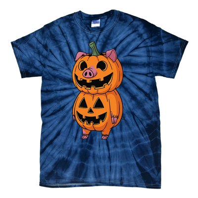 Quirky Halloween Pig Pumpkin Fusion Comic Tie-Dye T-Shirt