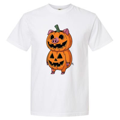 Quirky Halloween Pig Pumpkin Fusion Comic Garment-Dyed Heavyweight T-Shirt