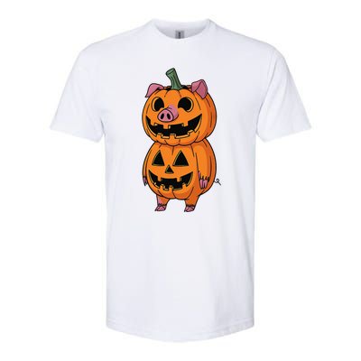 Quirky Halloween Pig Pumpkin Fusion Comic Softstyle® CVC T-Shirt