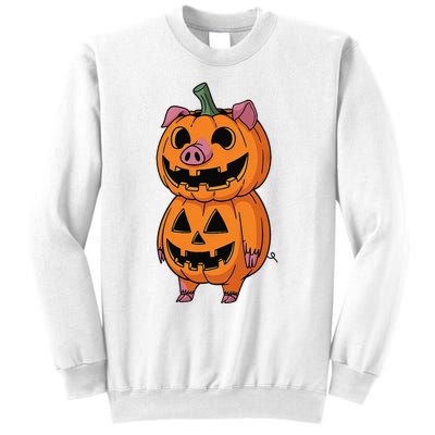 Quirky Halloween Pig Pumpkin Fusion Comic Sweatshirt