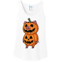 Quirky Halloween Pig Pumpkin Fusion Comic Ladies Essential Tank