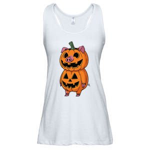 Quirky Halloween Pig Pumpkin Fusion Comic Ladies Essential Flowy Tank