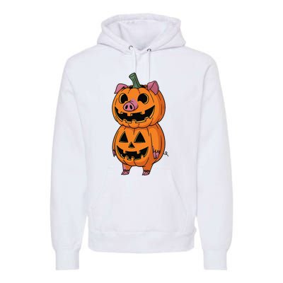 Quirky Halloween Pig Pumpkin Fusion Comic Premium Hoodie