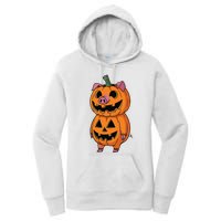 Quirky Halloween Pig Pumpkin Fusion Comic Women's Pullover Hoodie