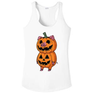 Quirky Halloween Pig Pumpkin Fusion Comic Ladies PosiCharge Competitor Racerback Tank